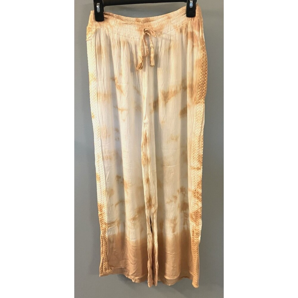 NWT Kiwi & Punch Miami Boho Wide Leg Tie Dyed Summer Pants Size Med Color Nude - Picture 1 of 7